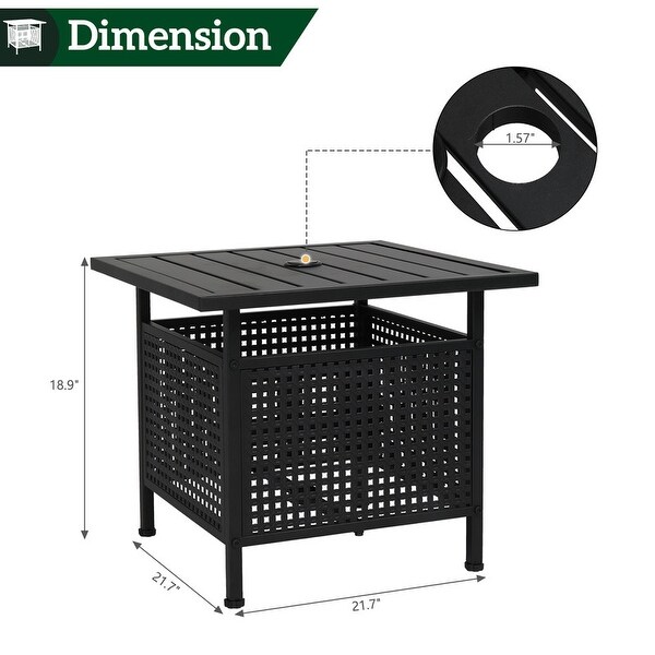Patio 22 in. Black Wrought Iron Table with Umbrella Hole
