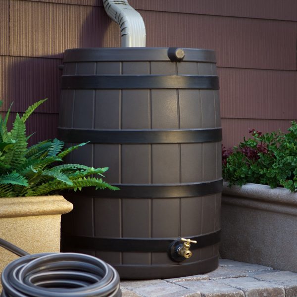 40-Gallon Rain Barrel   Darkened Ribs   Khaki