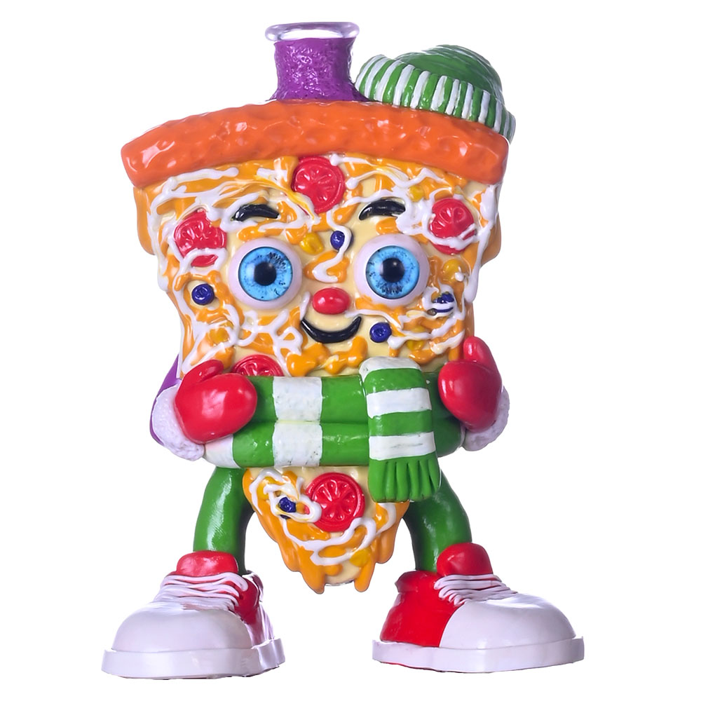 Winter Pizza Slice mini dab rig cartoon character 14mm male bowl glass