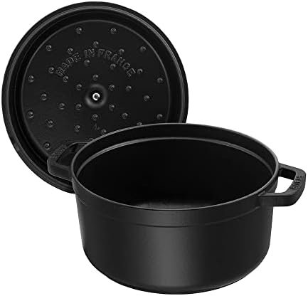 Cast Iron Dutch Oven 7-qt Round Cocotte, Serves 7- 8, Black Matte