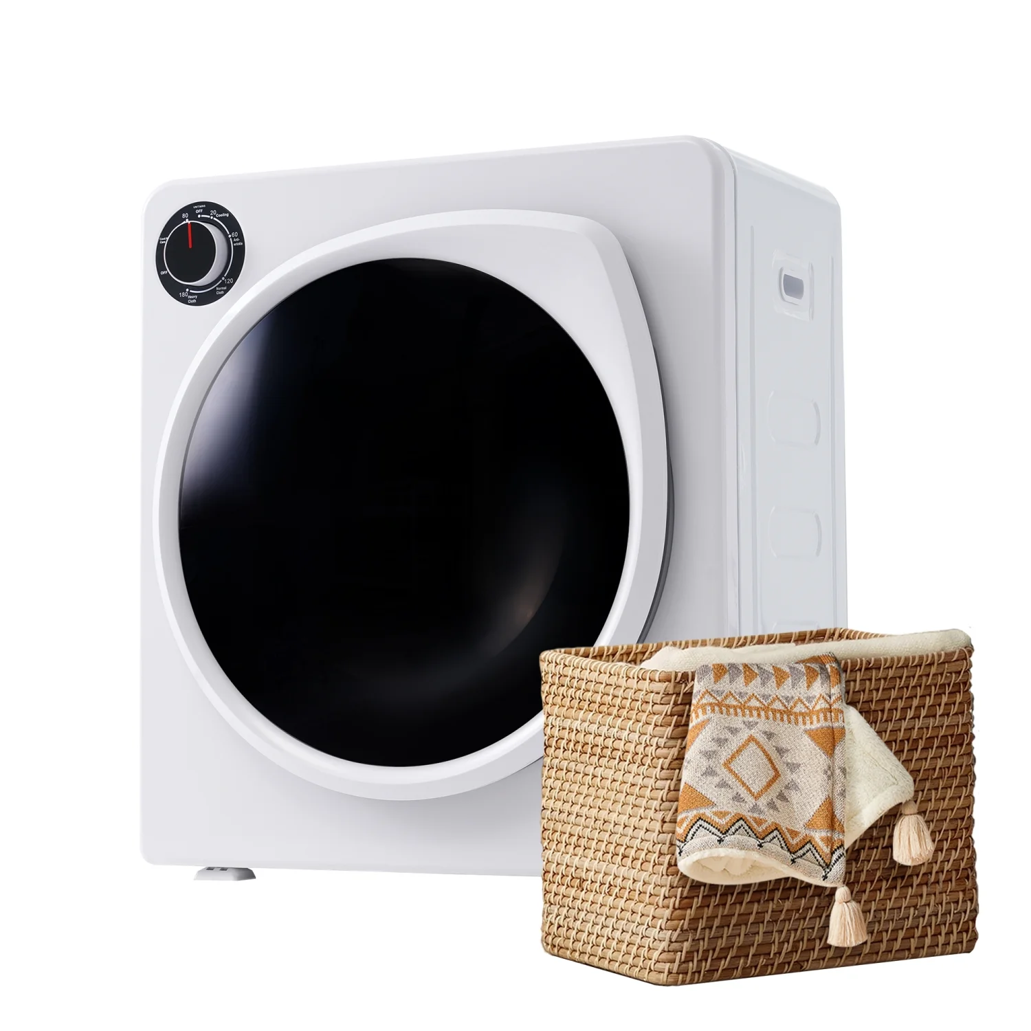 ZNESKPG 1.95 Cu.ft Front Load Clothes Dryer Portable Compact Dryer 830W 5 Drying Modes Stainless Steel Drum with Overheat Protection Dust Removal Deodorization and Lint Removal Func