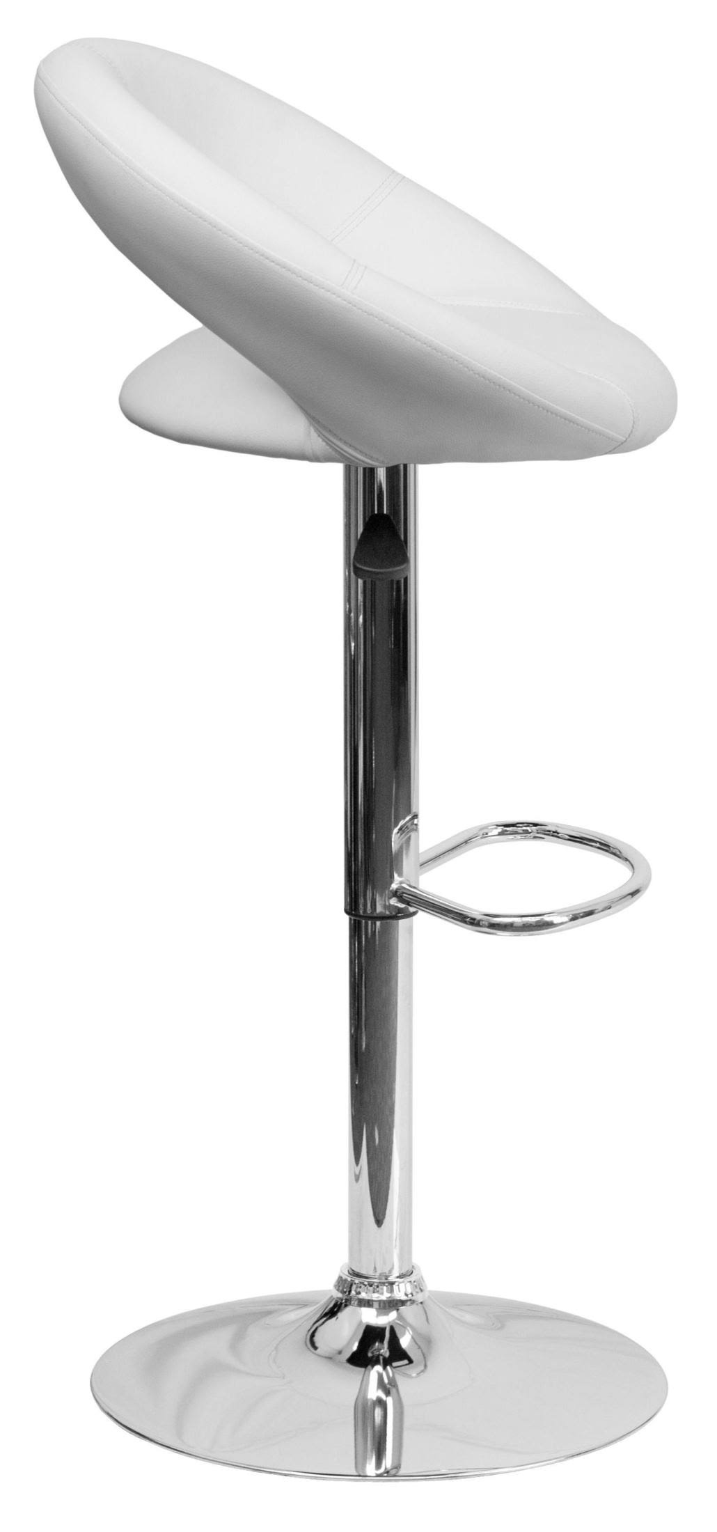 Flash Furniture Contemporary Vinyl Rounded Back Adjustable Height Barstool with Chrome Base, White
