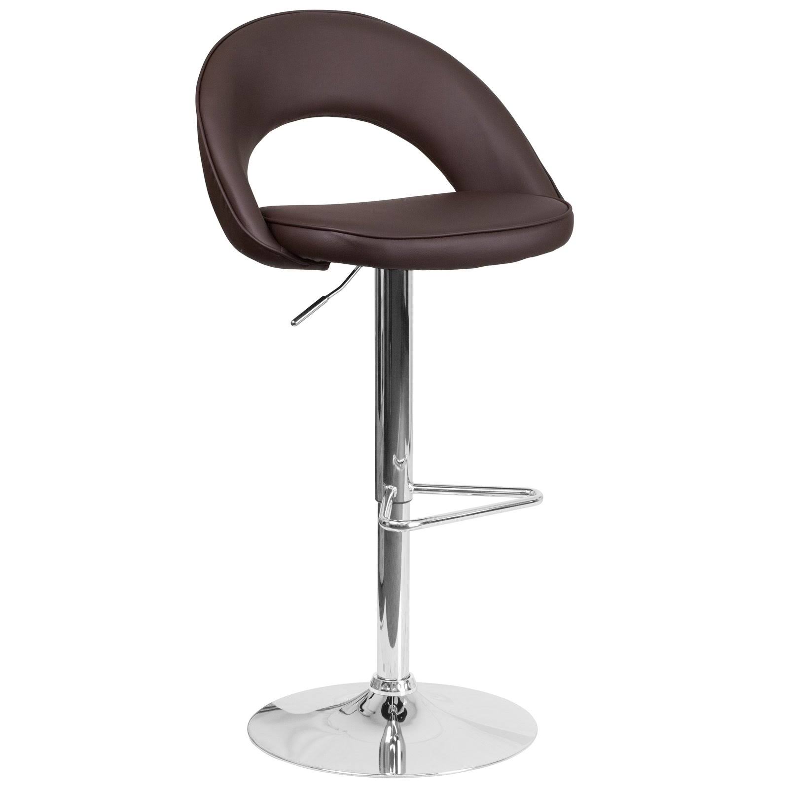Flash Furniture Contemporary Yellow Vinyl Rounded Back Adjustable Height Barstool with Chrome