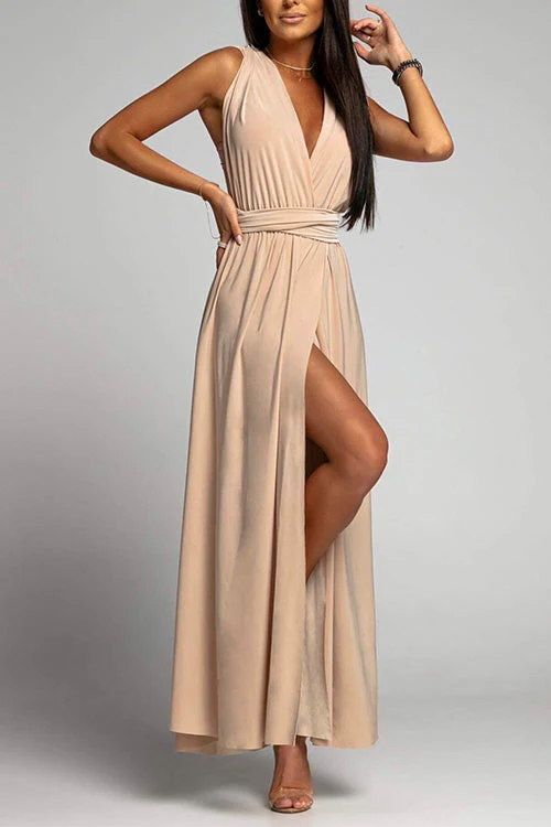 Criss Cross Back Maxi Dress with High SlitClistos