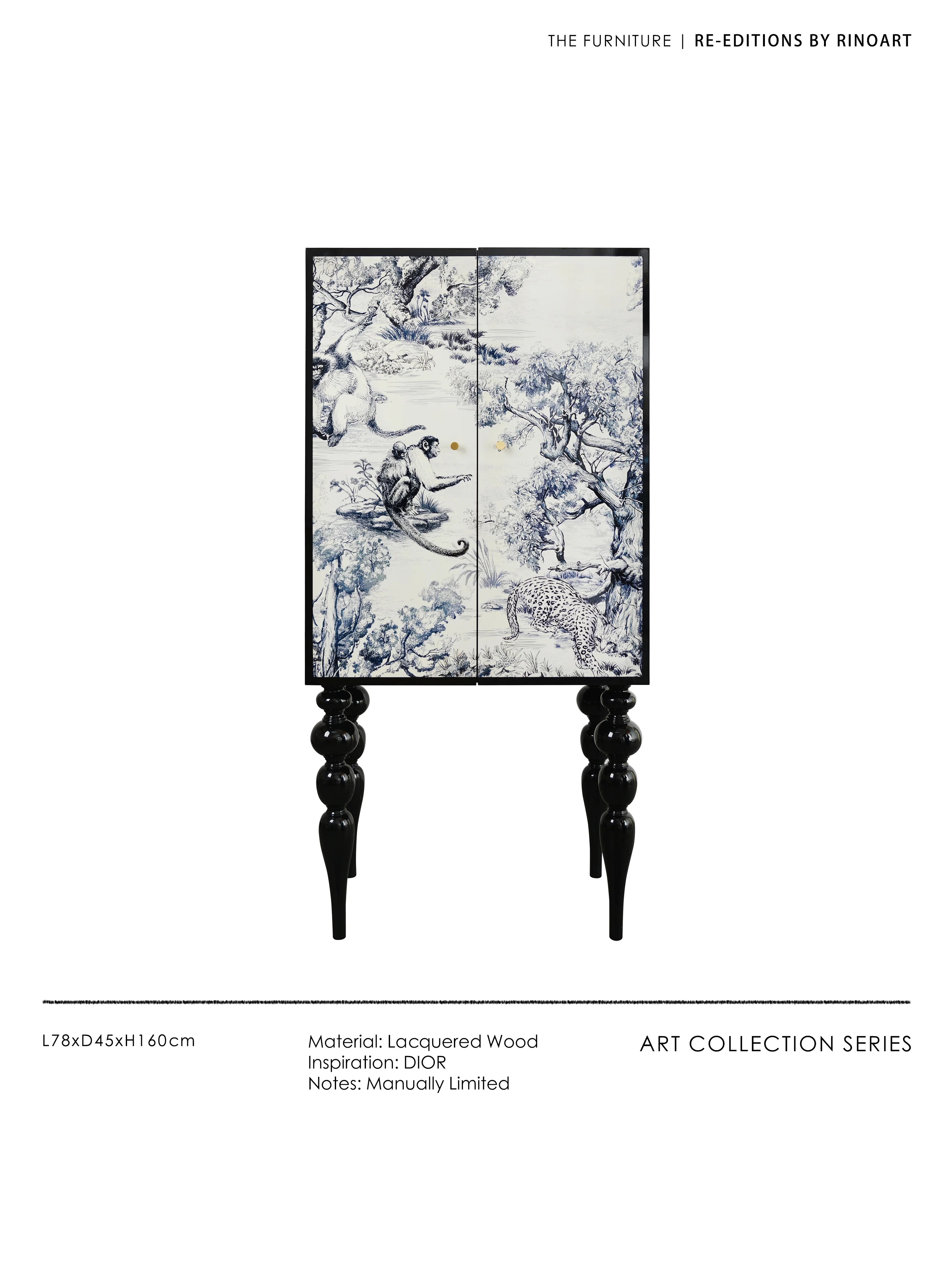 GA012 - Di@r Maison Series Jungle Lacquered Wood French Upright Cabinet Chinese-style Blue and White