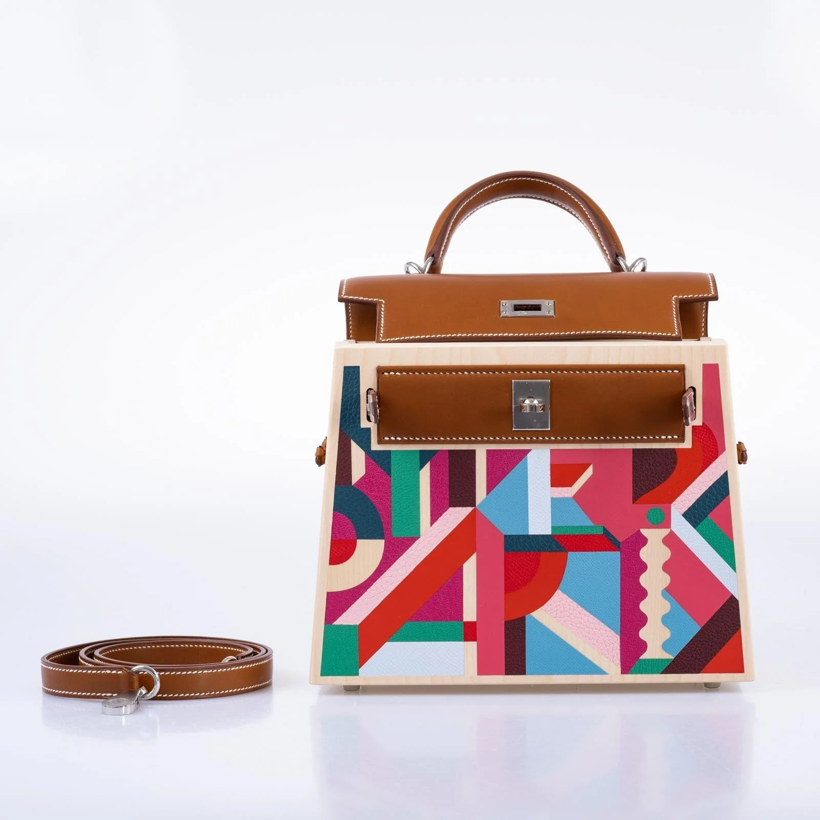 Hermès Kelly Picnic Kellywood Perspective Cavalière Wood Barenia Palladium Hardware