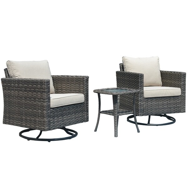OVIOS Wicker Swivel Rocking Chair 3piece Set