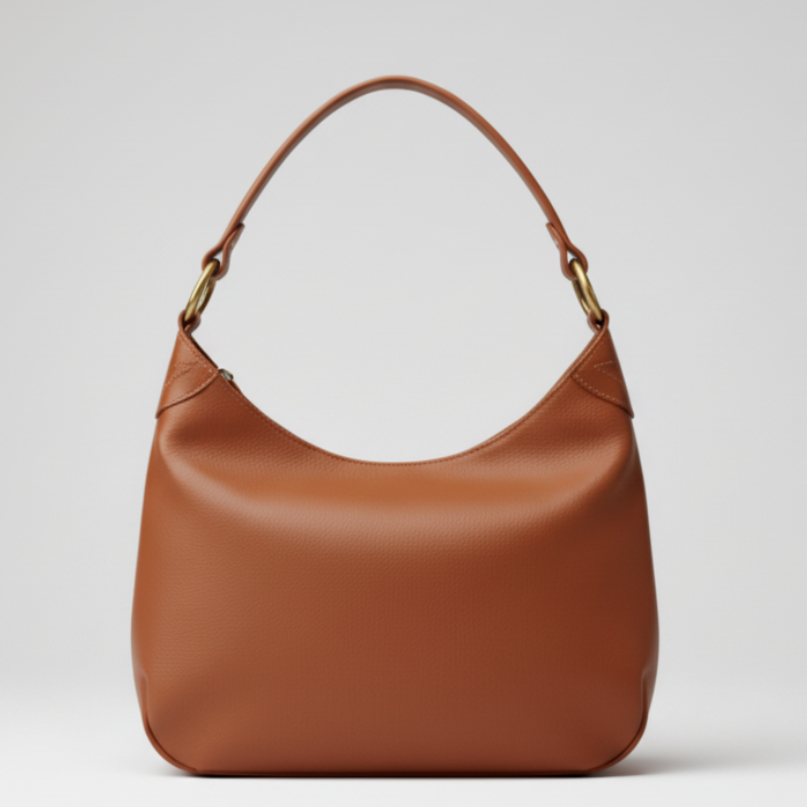 Tan Pebbled Leather Hobo Bag