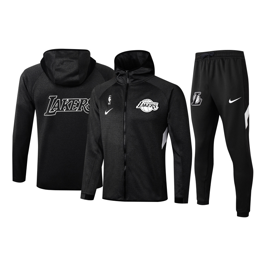 Men's Los Angeles Lakers Black 2019/20 Showtime Full-Zip Therma Flex Performance Hoodie