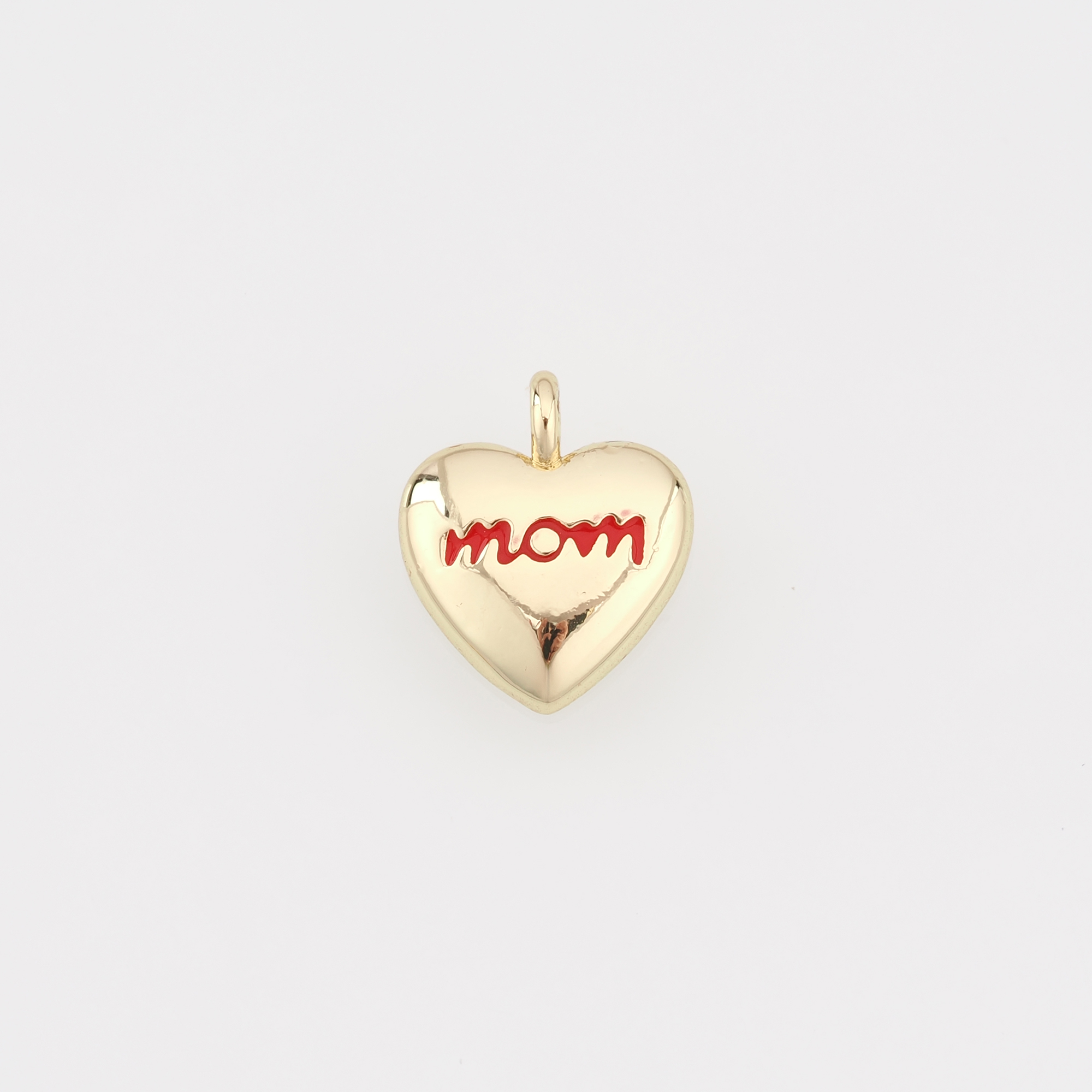 18K Gold Filled Heart Pendant,Enamel Heart Mom Charm Earrings Necklace for DIY Jewelry Making Supply