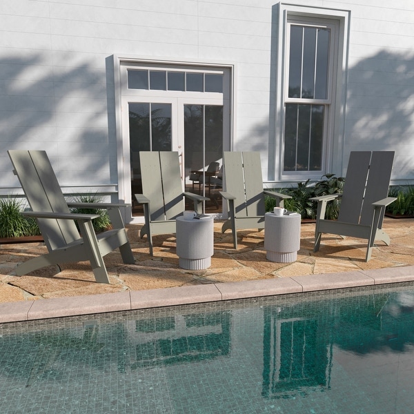 Modern Dual Slat Back Adirondack Style Chairs,Set of 4