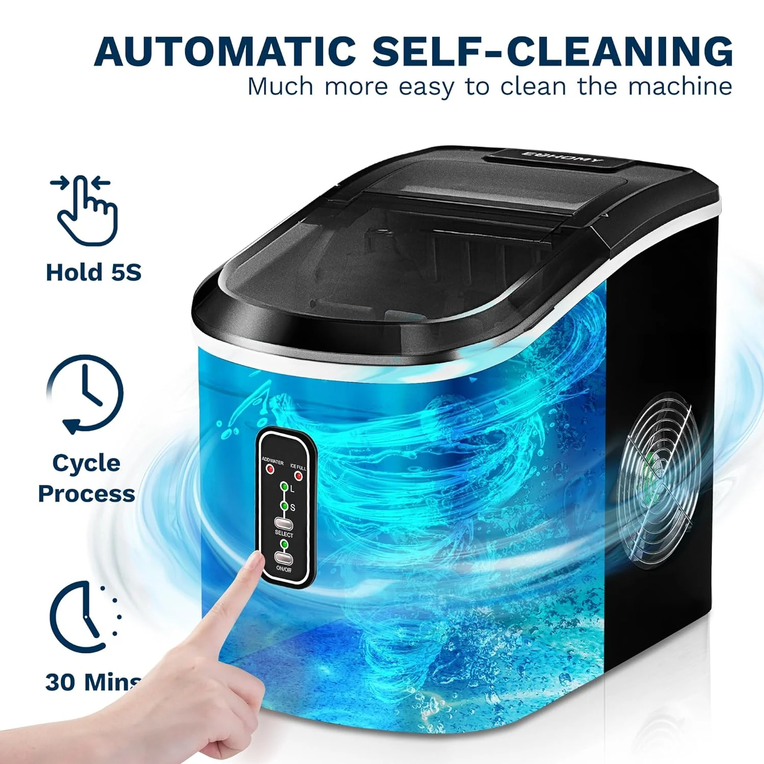 15'' Bullet Quiet Easy to Clean Ice Maker Machine
