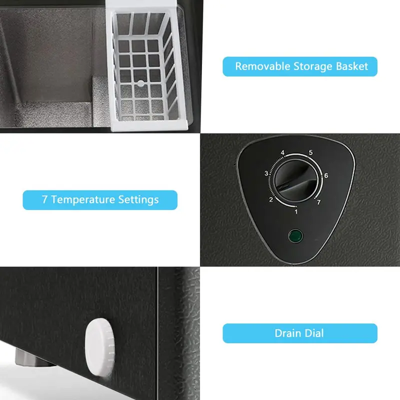 Wanai 3.5 Cu Ft Chest Freezer – Black, Energy-Efficient, Removable Basket & Precise Temperature Control