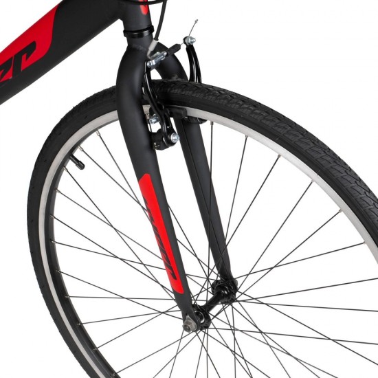700c Men’s SpinFit Hybrid Bike, Black/Red