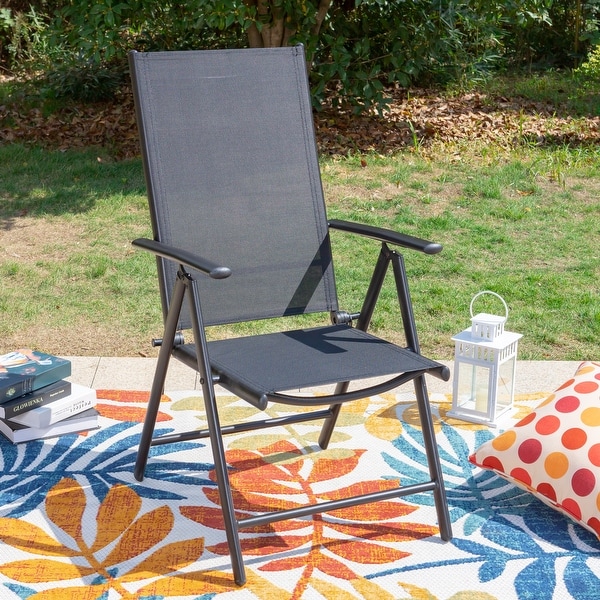 9Piece Patio Dining Set,Metal Table and Foldable Sling Dining Chairs with 7 Levels Adjustable