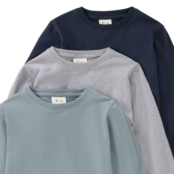 Famy 3 Jungen Langarmshirts im Basic-Look