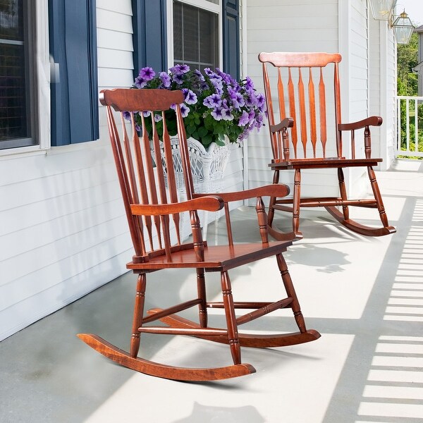 Single Solid Wood Patio Rocking Chair