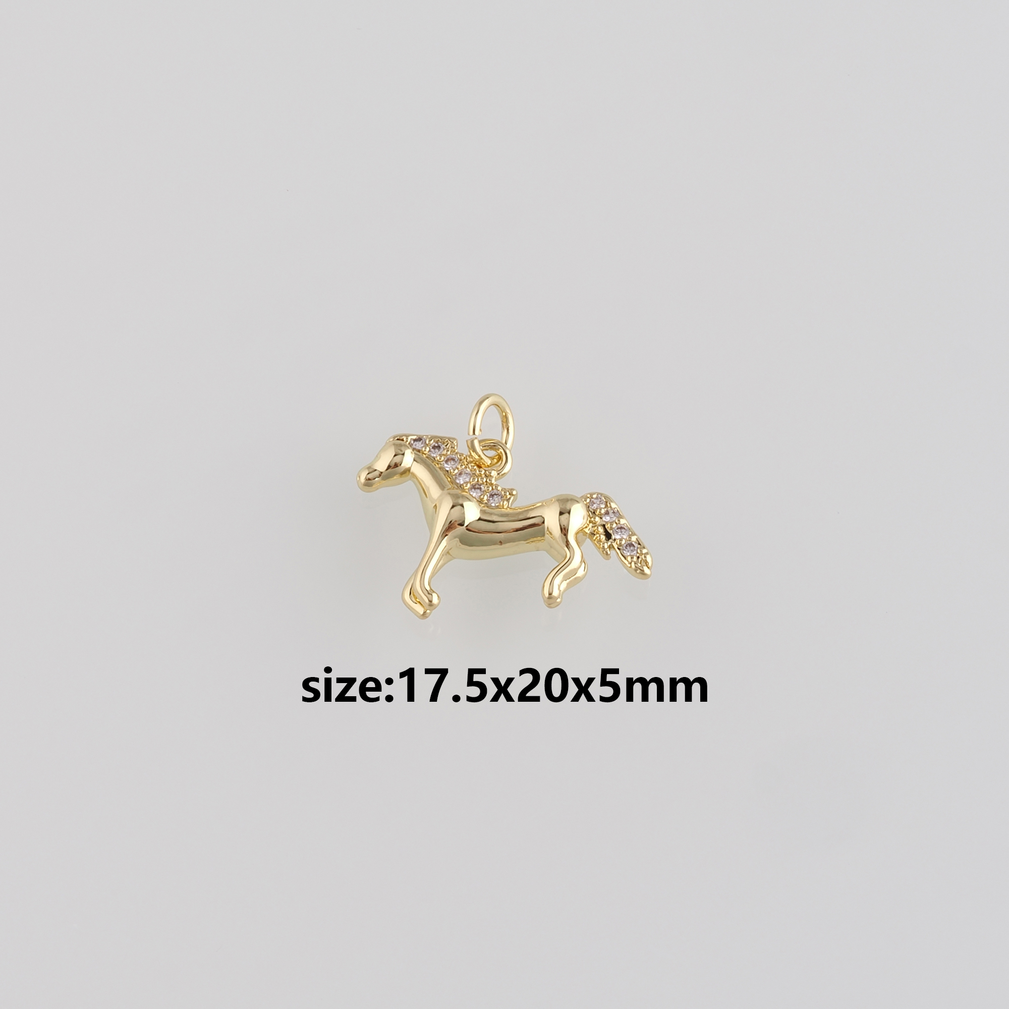 18K Gold Filled Horse Pendant,CZ Micro Pave Horse Charm Earrings Necklace for DIY Jewelry Making Supply