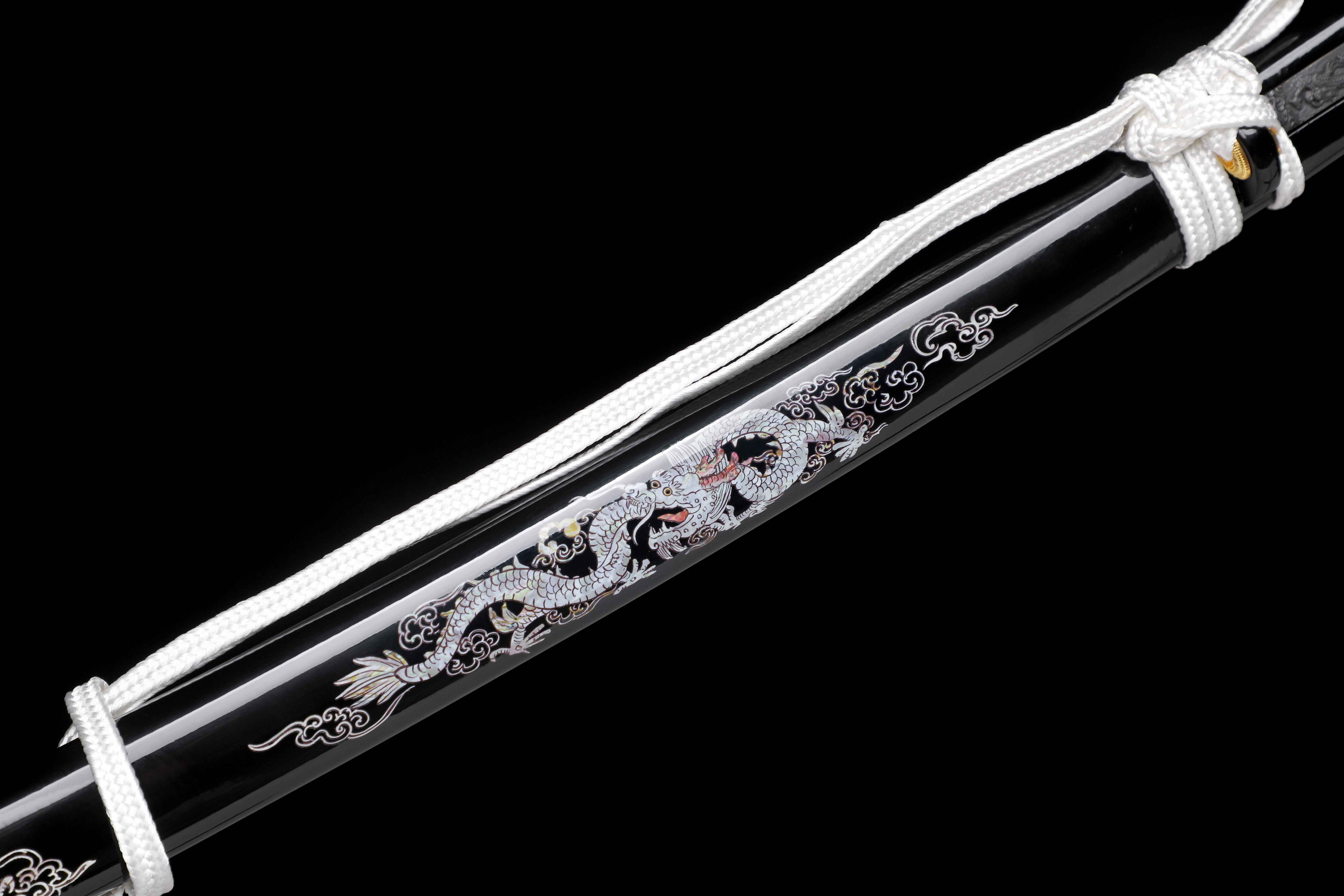 Handmade Katana Damascus Twisted Steel Silver Dragon Kozuka Kogai