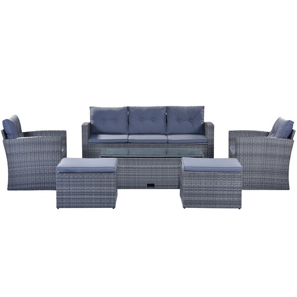 Go 6Piece AllWeather Wicker Pe Rattan Patio Outdoo Sectional Set