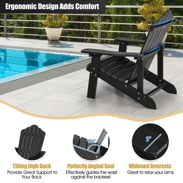 Costway Patio HIPS Adirondack Chair with Cup Holder Weather Resistant