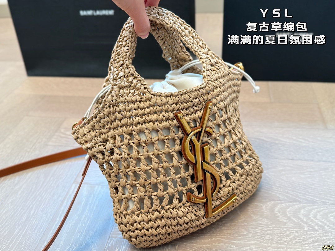 YSL straw bag retro and elegant - cnluxepick