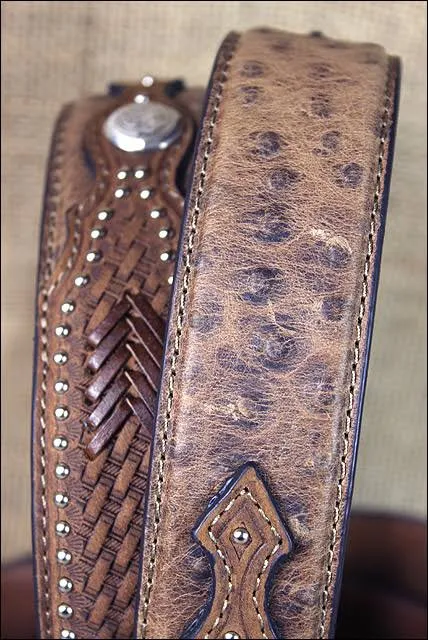 Nocona Mens Ostrich Overlay Belt