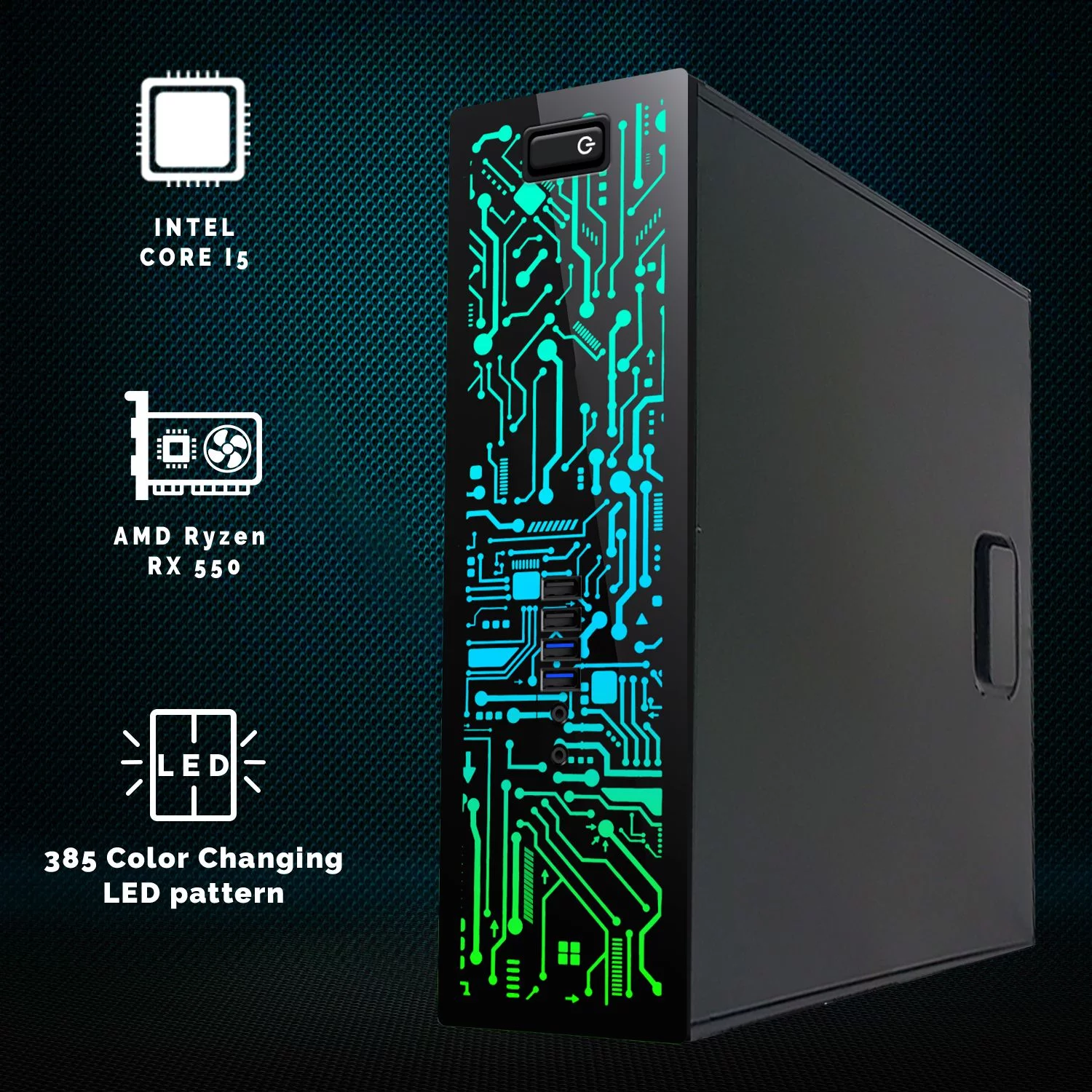 Restored Gaming Desktop PC, Intel Core i5 4th Gen, TechMagnet Zeus, GT 1030 Graphics, 16GB RAM, 1TB SSD, MTG New 24 Inch Dual Monitor, RGB Keyboard Mouse, Speaker, Webcam, Win 10 Pro (Refurbished)