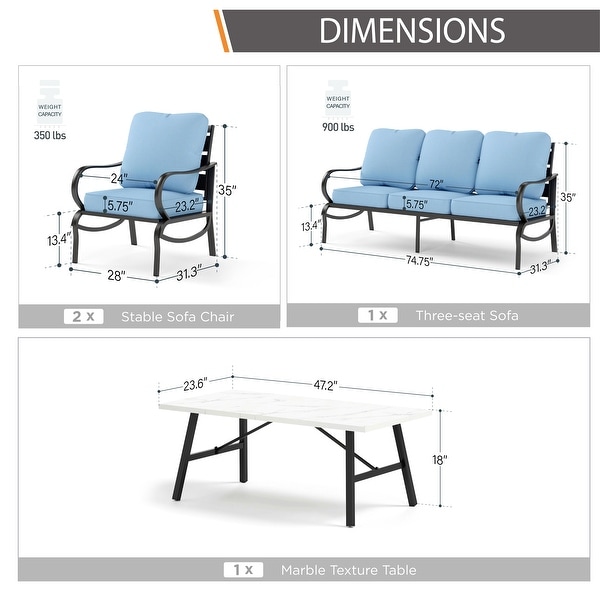 MAISON ARTS 5/7Seat Patio Conversation Set,Sofa Set with 2 x Single Sofa Chairs,1 x 3seater Sofa and Coffee Table/Ottomans