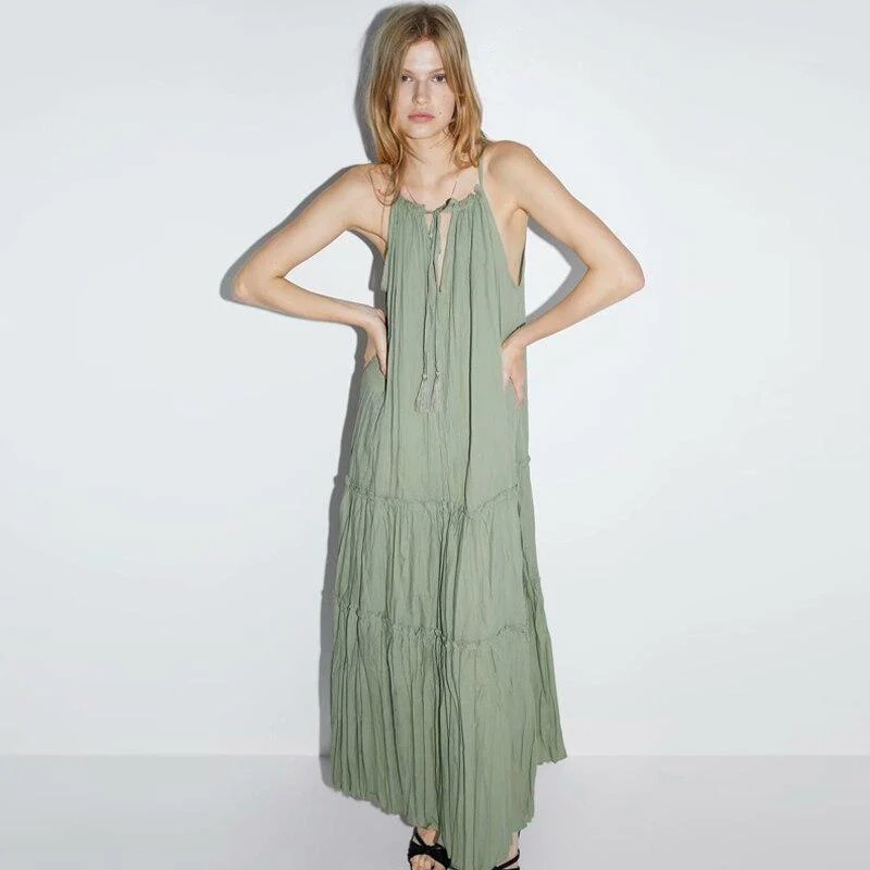 Halter Neck Tiered Maxi Dress | Boho Chic StyleClistos