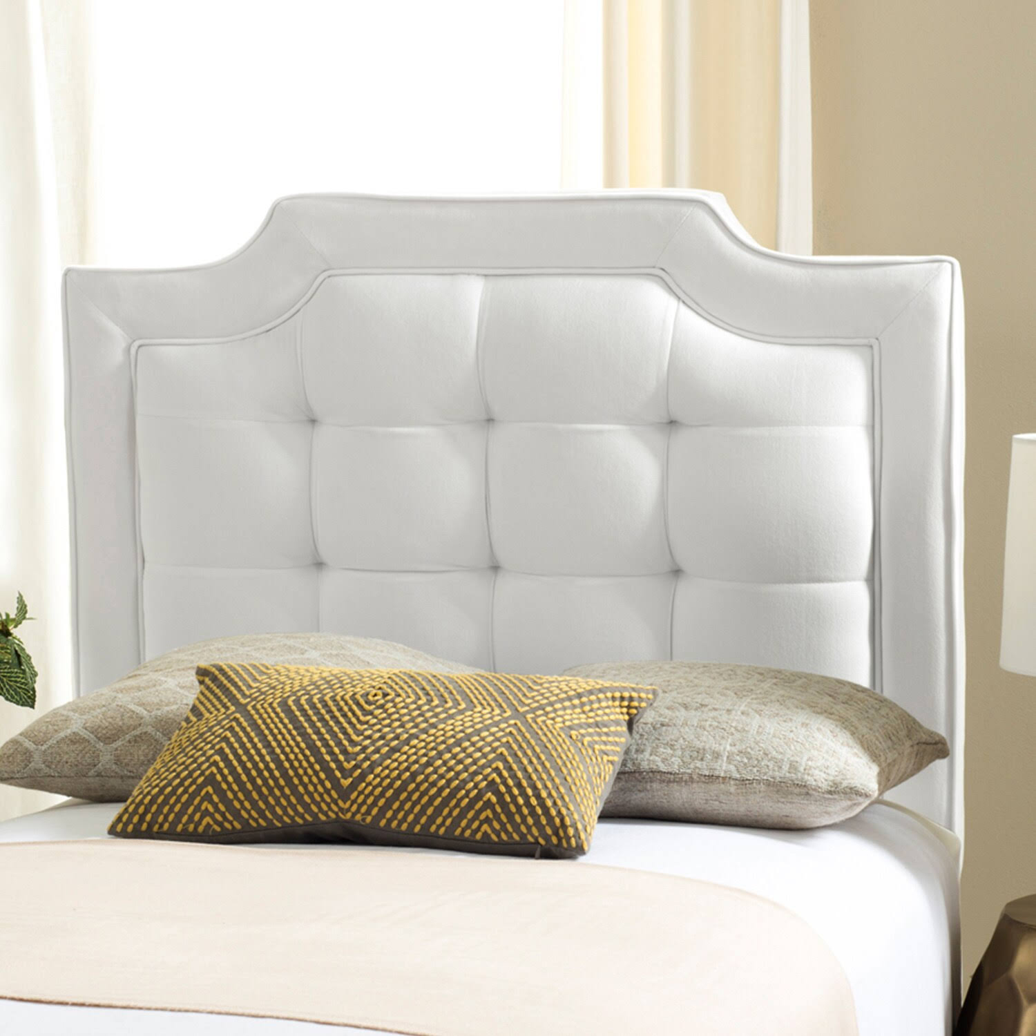 Safavieh Sapphire Tufted Velvet Headboard - White - Full