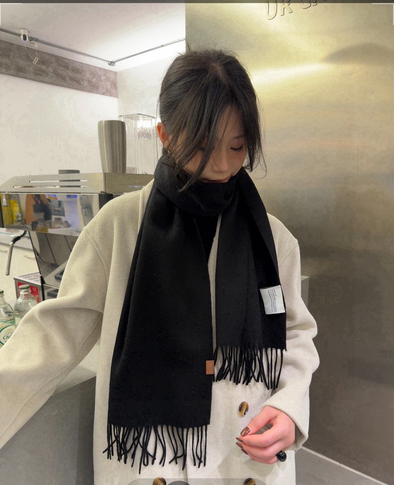 Loewe Mohair Scarf Solid Black For Women 180cm