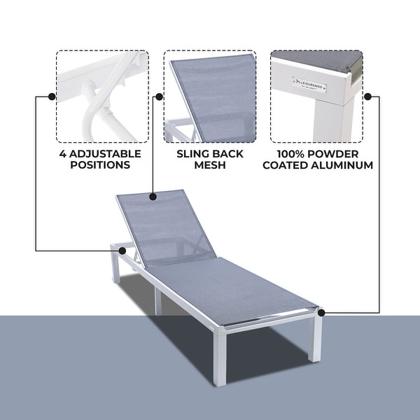 Aluminum Beach Pool Sun Lounge Chair Sling Mesh Fabric Reclining Stackable Lounger Chair