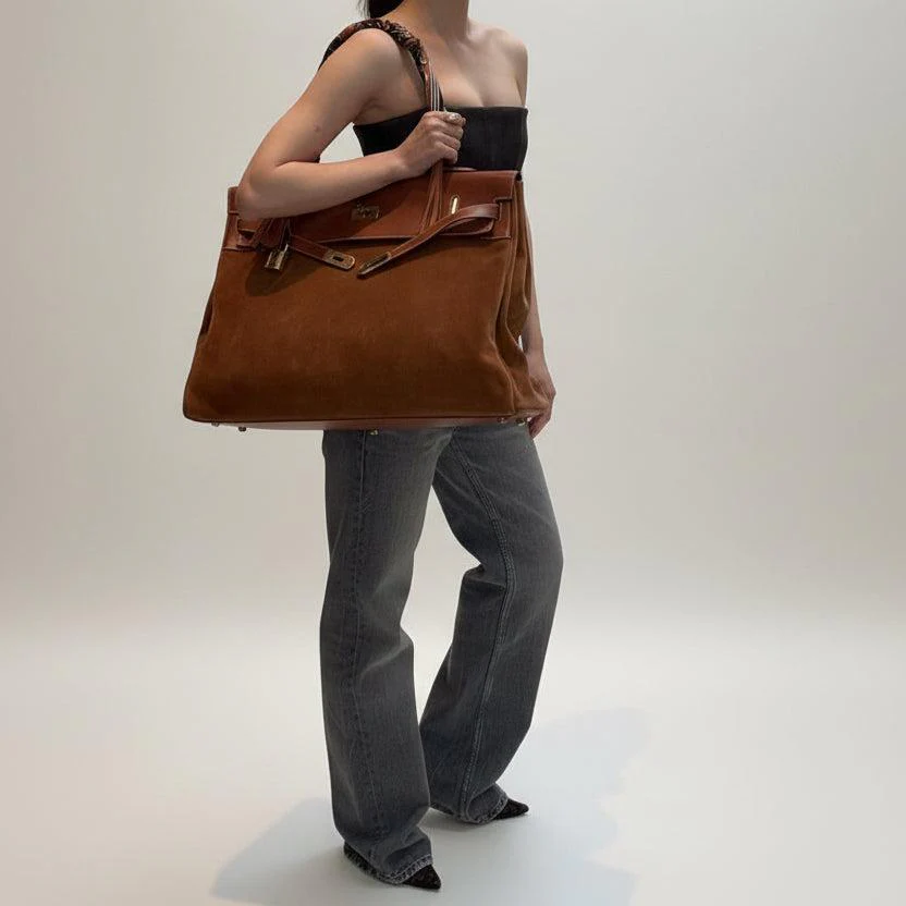 Hermès Kelly Relax 50 Gold Barenia/Grizzly Gold Hardware