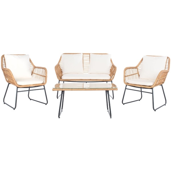 SAFAVIEH Outdoor Living Roston Rattan 4piece Patio Set