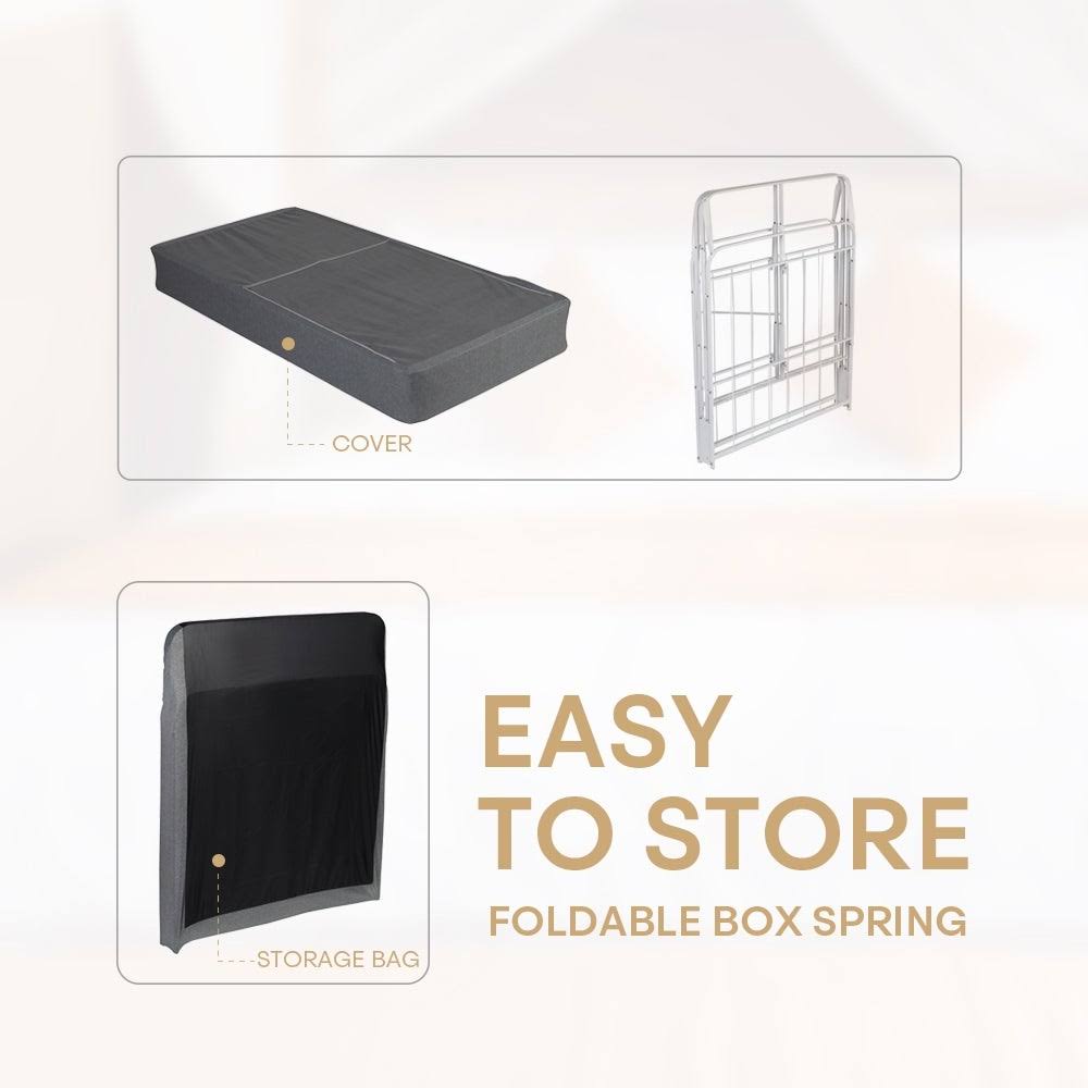 Foldable 9inch Mattress Foundation Smart Twin/Twin XL Box Spring Bed Frame Zero Assembly Sturdy Metal Bed Structure