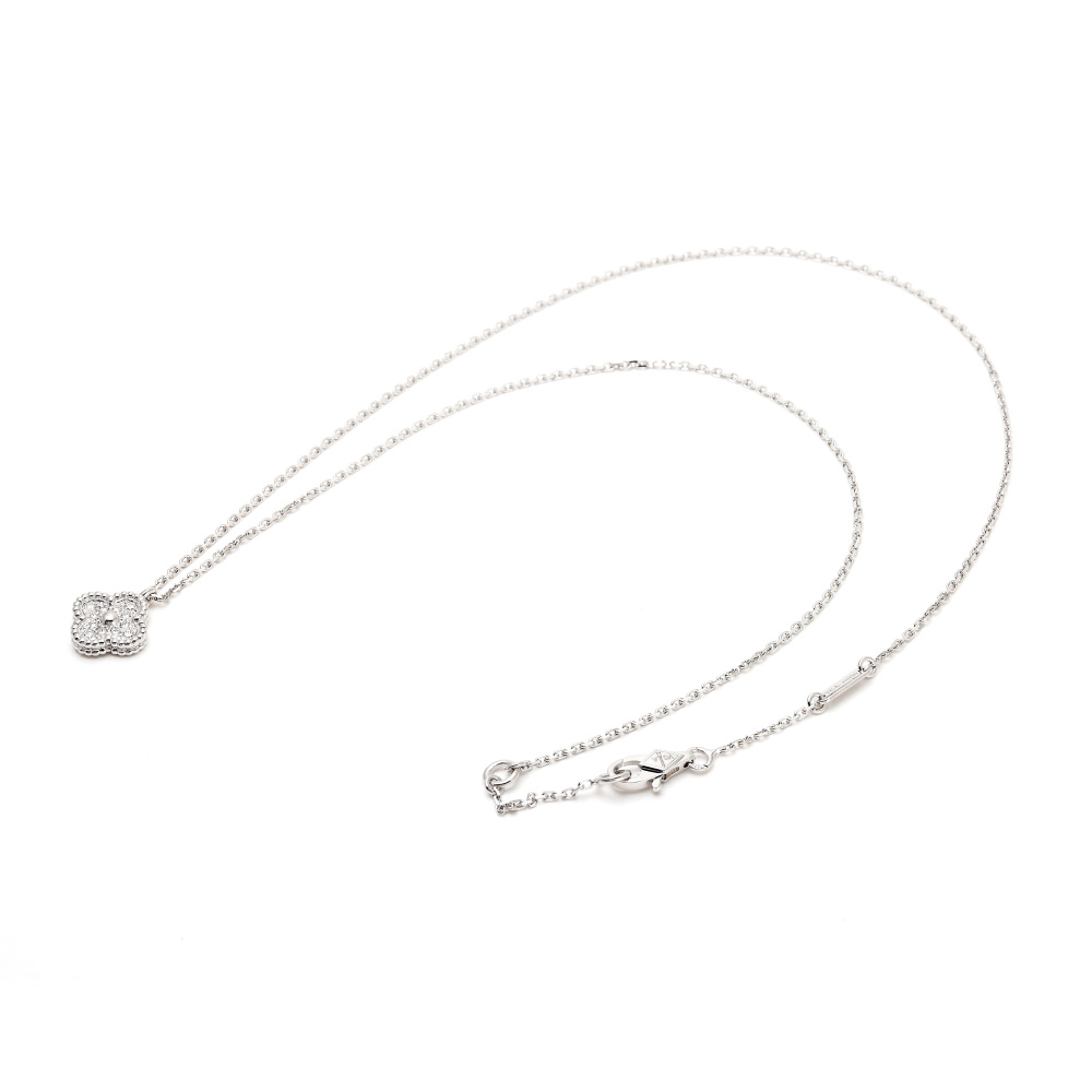 Van Cleef & Arpels Sweet Alhambra Necklace 18K White Gold Diamond VCARO85900