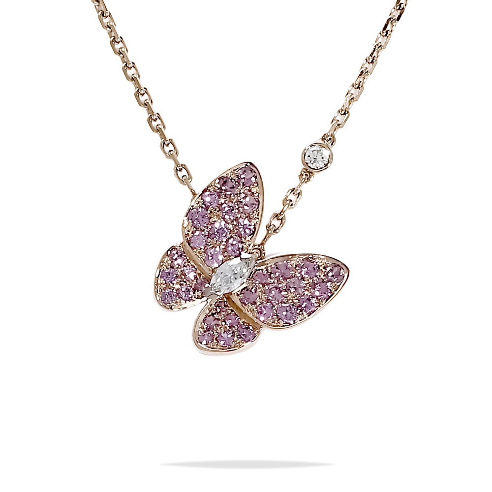 Van Cleef & Arpels Fauna de Papillon Necklace 18K White Gold & 18K Rose Gold VCARO3M200