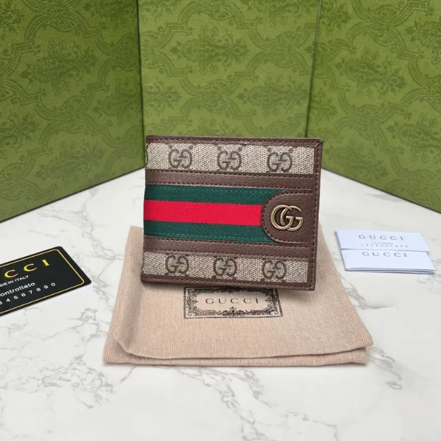 Gucci Ophidia Bi-Fold Wallet Beige/Brown 4.3 Inches 834271 Faeoi 9746