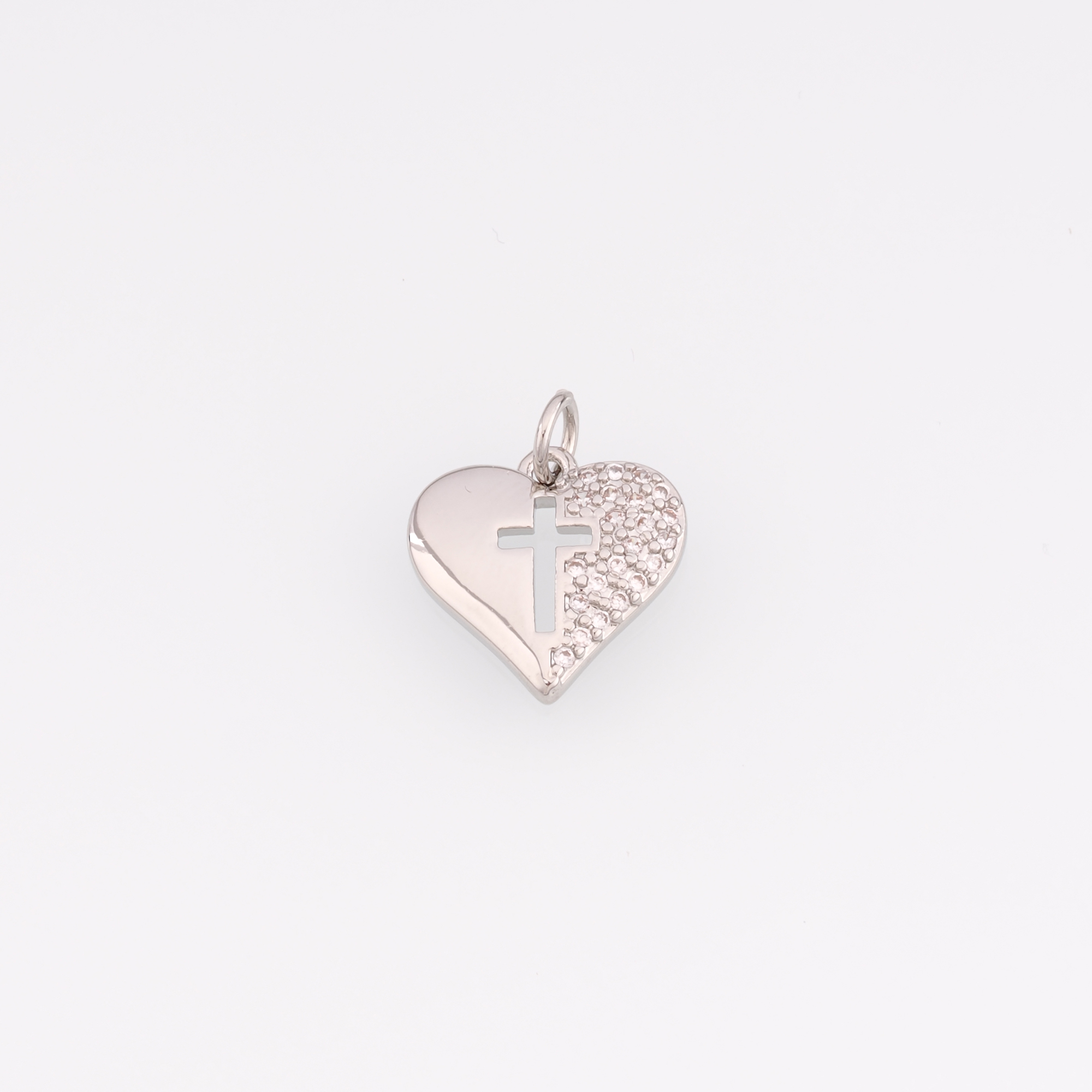 18K Gold Filled Heart Pendant,CZ Micro Pave Heart Charm Earrings Necklace for DIY Jewelry Making Supply