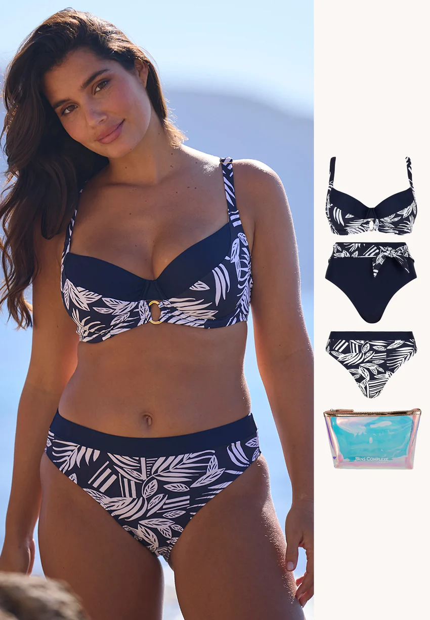 Ensemble maillot 2 pièces Kelaa avec 2 bas et trousse de plage