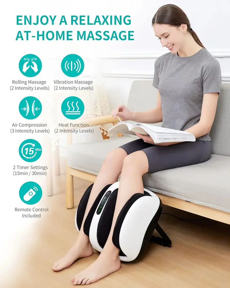Shiatsu Foot and Calf Massager – Rechargeable Therapeutic Foot Roller with Heat Option
