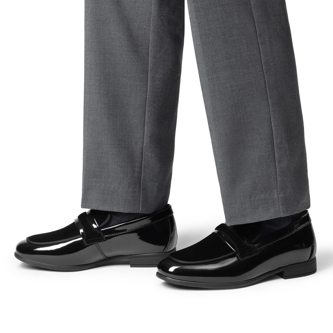 Boy's Tuxedo Patent Classic Velvet Loafers