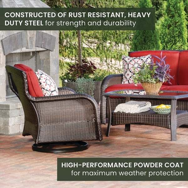 Hanover Strathmere 4Piece Lounge Set in Crimson Red