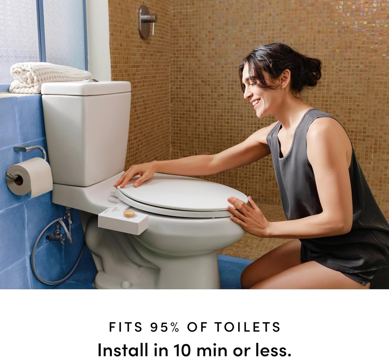 Non-Electric Bidet Toilet Seat Attachment, Adjustable Water Pressure & Nozzle Angle