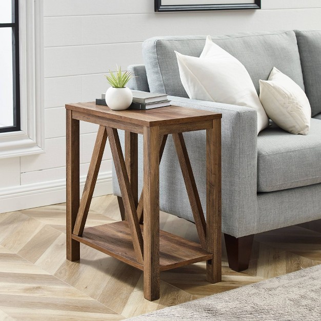 Taylen A Frame Farmhouse Open Storage Side Table Saracina Home