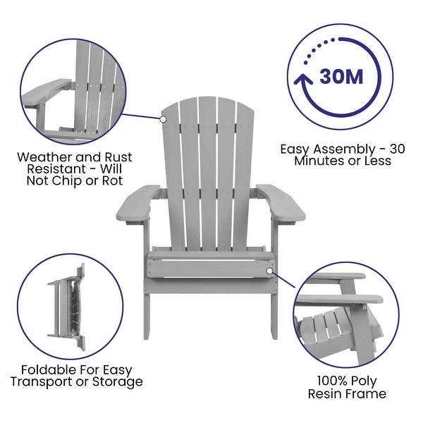 AllWeather Poly Resin Folding Adirondack Chair