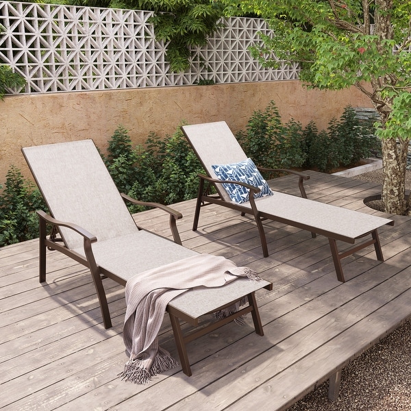 Pellebant 2PCS Patio Aluminum Adjustable Chaise Lounge Chair