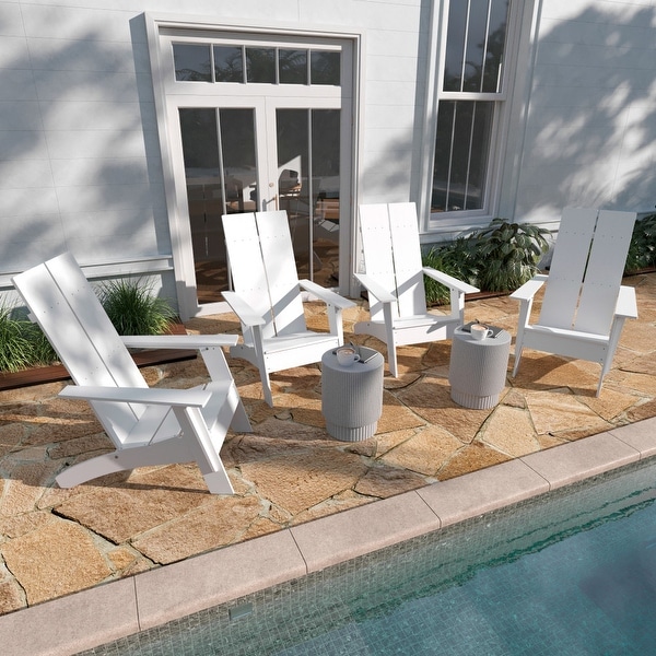 Modern Dual Slat Back Adirondack Style Chairs,Set of 4