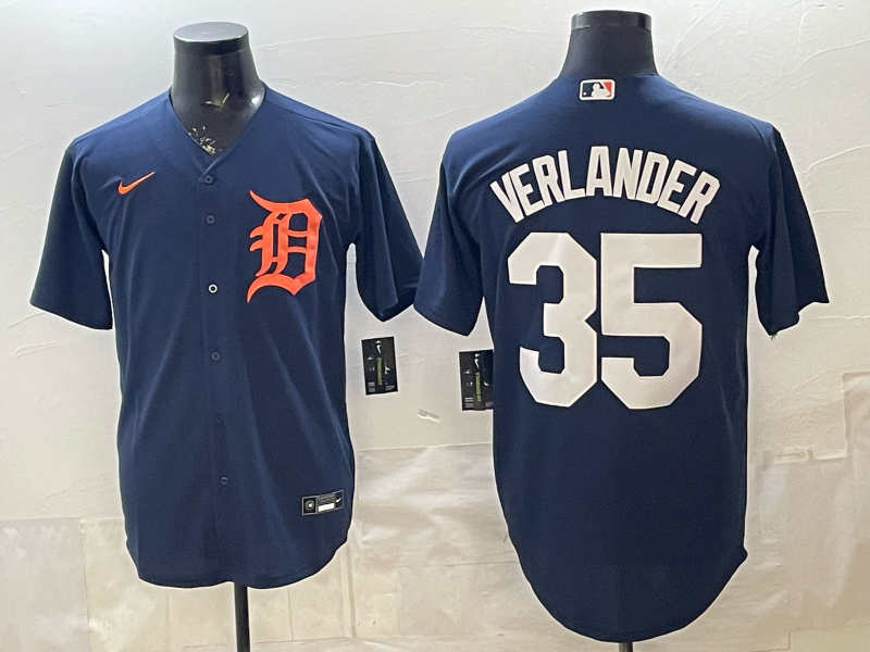 Men's Detroit Tigers Justin Verlander #35 Navy Limited Player Jersey